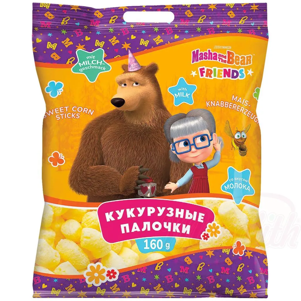 [82208] Produit à grignoter à base de maïs "Masha and the Bear" au goût de lait