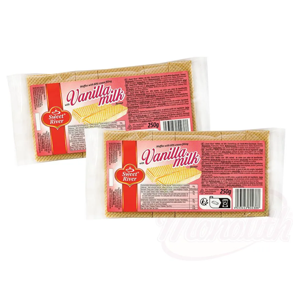 [80238] SWEET RIVER - Gaufres fourrées à la crème goût lait vanillé 250g