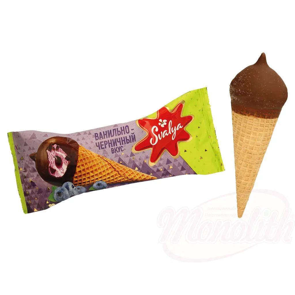 Glace goût vanille-myrtille avec fourrage aromatisé