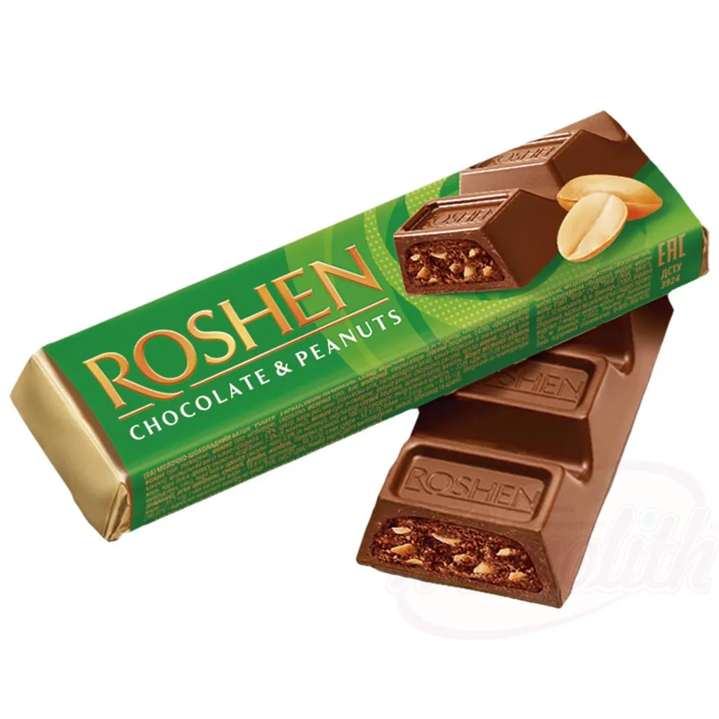 Barre de chocolat au lait "Batonchik" fourrée de crème de cacahuètes (50%)