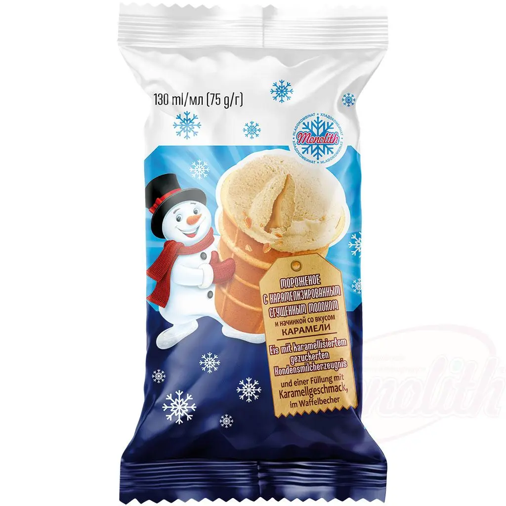 MONOLITH - Glace au lait concentré sucré caramélisé et fourré au caramel, 75g