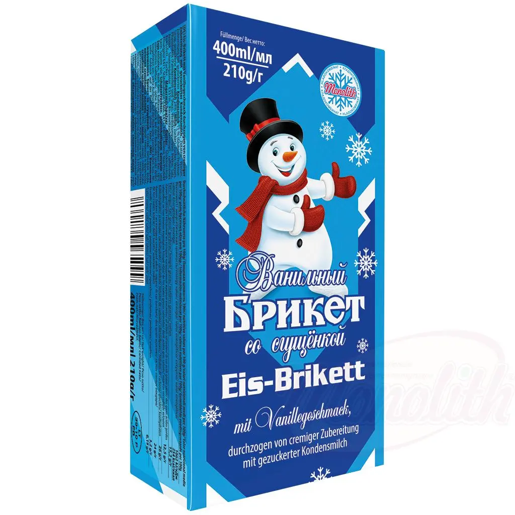 MONOLITH - Briquette de glace vanille au lait concentré 210g