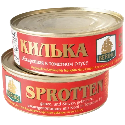 BERING - Sprats entiers frits en sauce tomate 240g