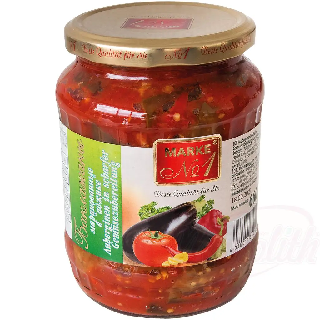 [35010] MARKE N°1 - Aubergines marinées dans de l'adzhika (préparation de légumes épicées) 660g