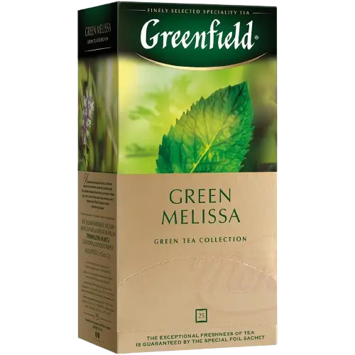 [58293] GREENFIELD - "Green Melissa" Thé vert avec feuilles de mélisse et menthe , aromatisé - citron