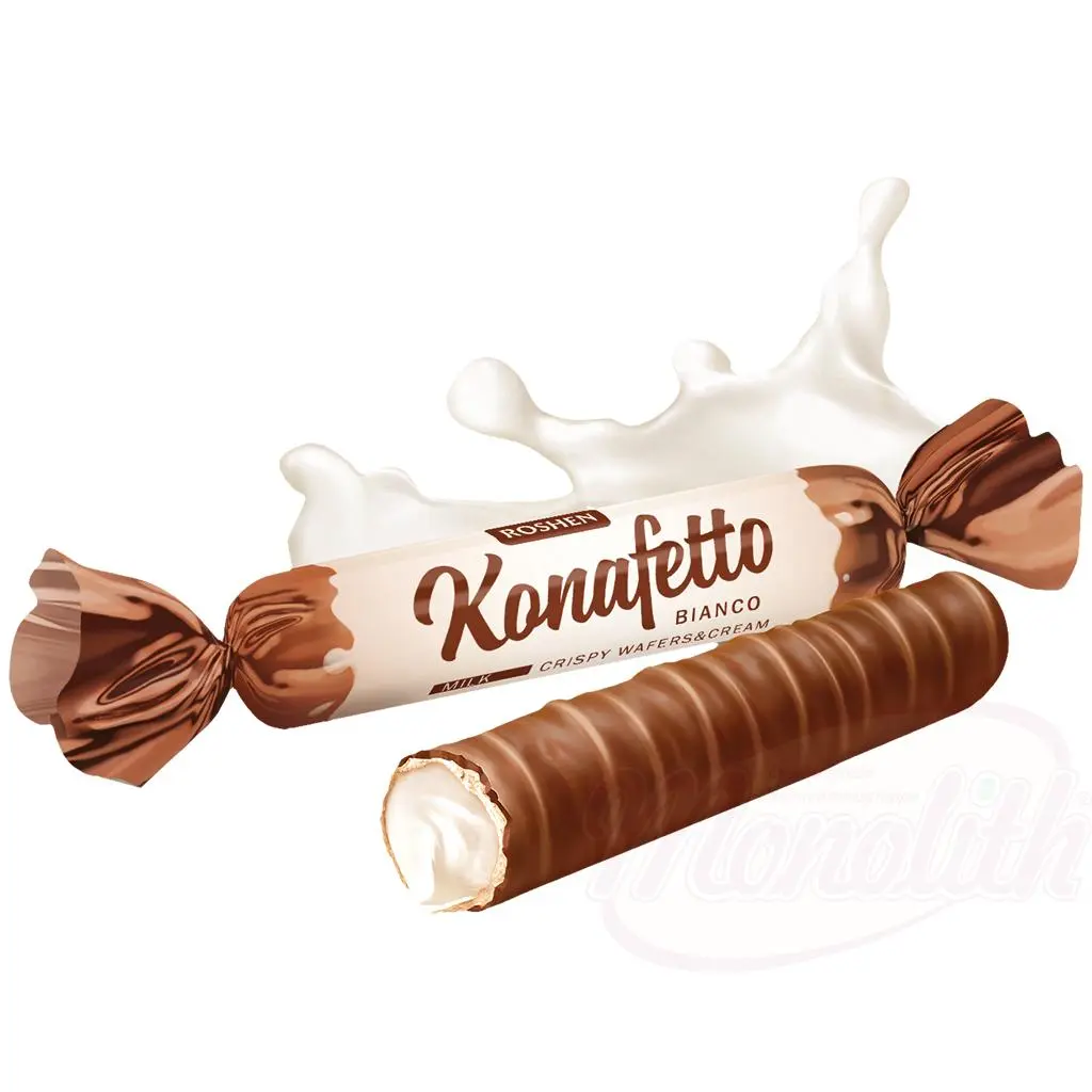 ROSHEN - Tubes gaufrés glacés "Конафетто Биянко"
