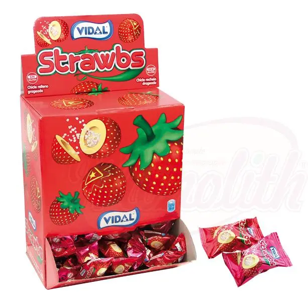 [88919] VIDAL - Chewing-gum "Strawbs", saveur fraise