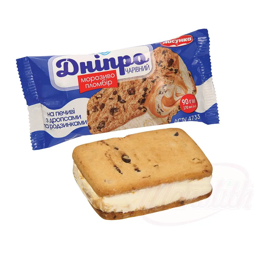 LASUNKA - Sandwich glacé 'Dnipro Charivnyi' vanille-caramel 90g