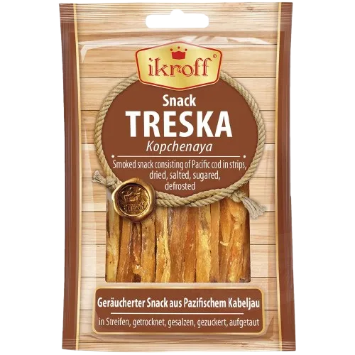 [11211] IKROFF - Snack fumé et séché de cabillaud du Pacifique en lanières 36g