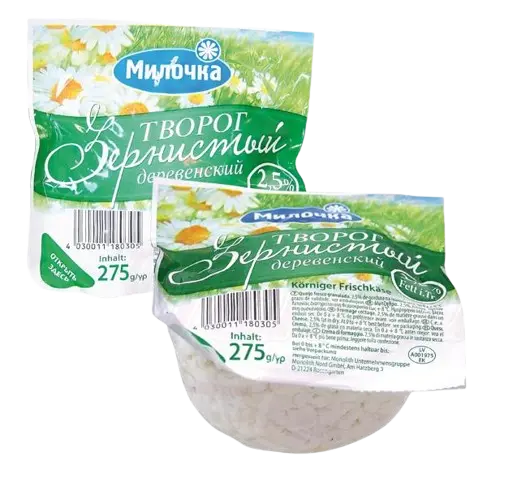 MILOCHKA - Fromage blanc granuleux 'Tvorog derevenskij' 2,5% MG, 275g