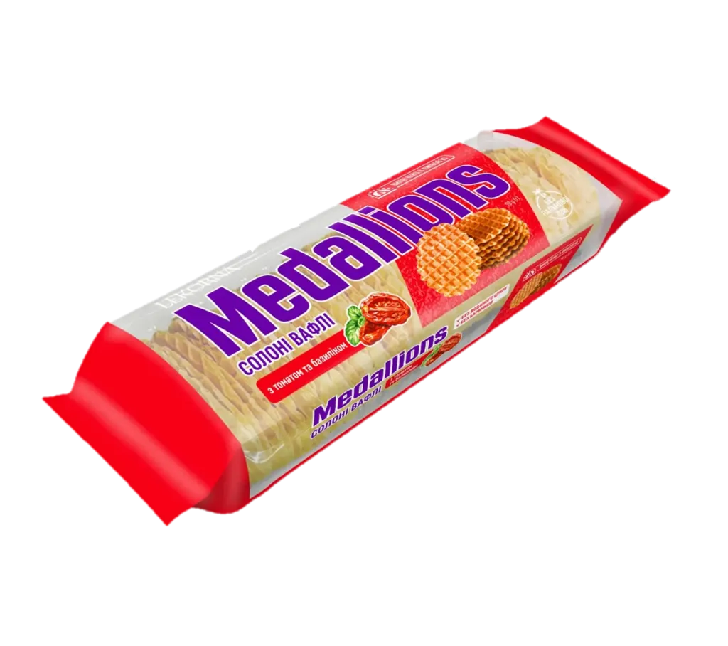 LEKORNA - Feuilles de gaufrette salées 'Medaillons' tomate séchée/basilic 90g