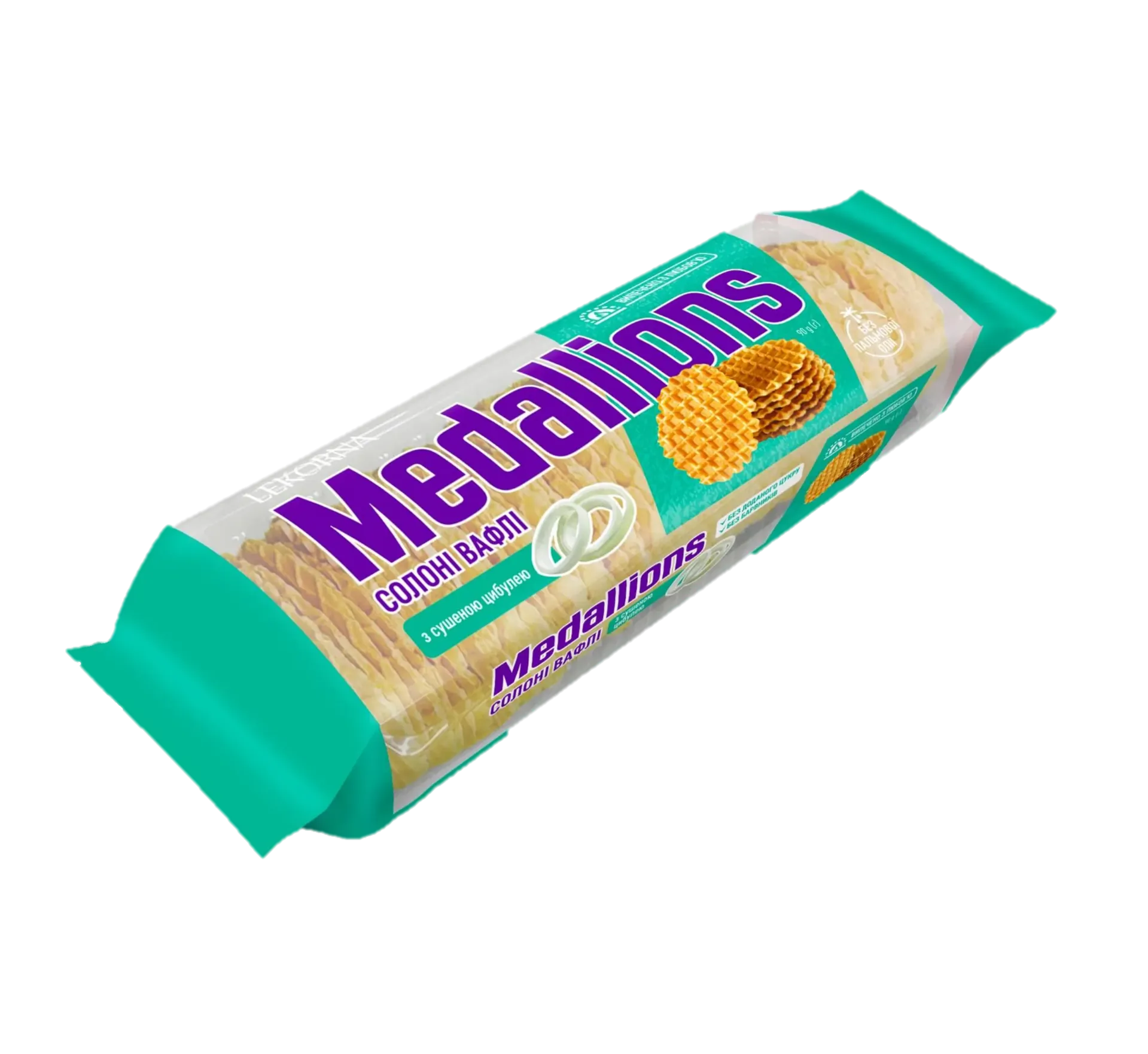 LEKORNA - Feuilles de gaufrette salées 'Medaillons' oignon séché 90g