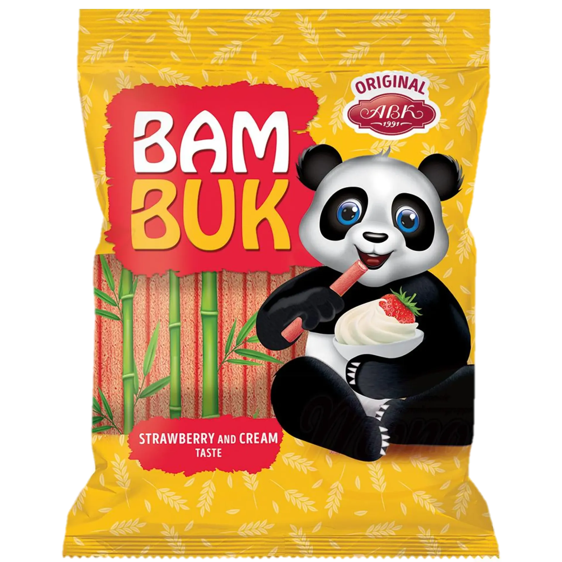 BAM-BUK – gaufrettes en tubes fourrées à la fraise 200g