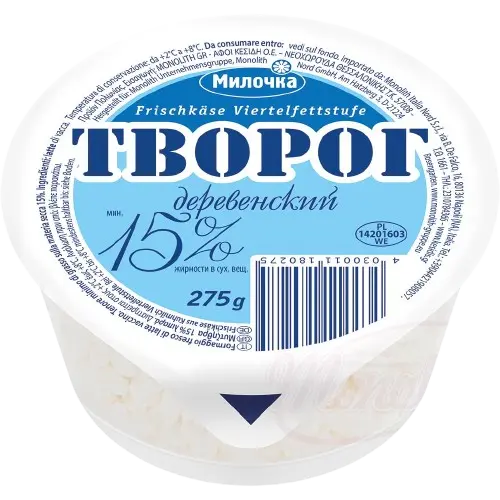 MILOCHKA - Fromage frais "Tworog Derewenskij" 15% MG 275g
