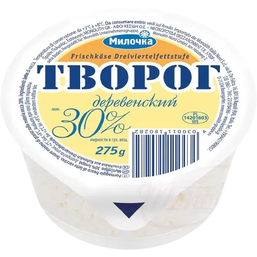 MILOCHKA - Fromage frais "Tworog Derewenskij" 30% MG, 275g