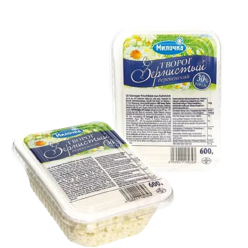 MILOCHKA - Fromage blanc granuleux "Tvorog derevenskij" 30% MG, 600g