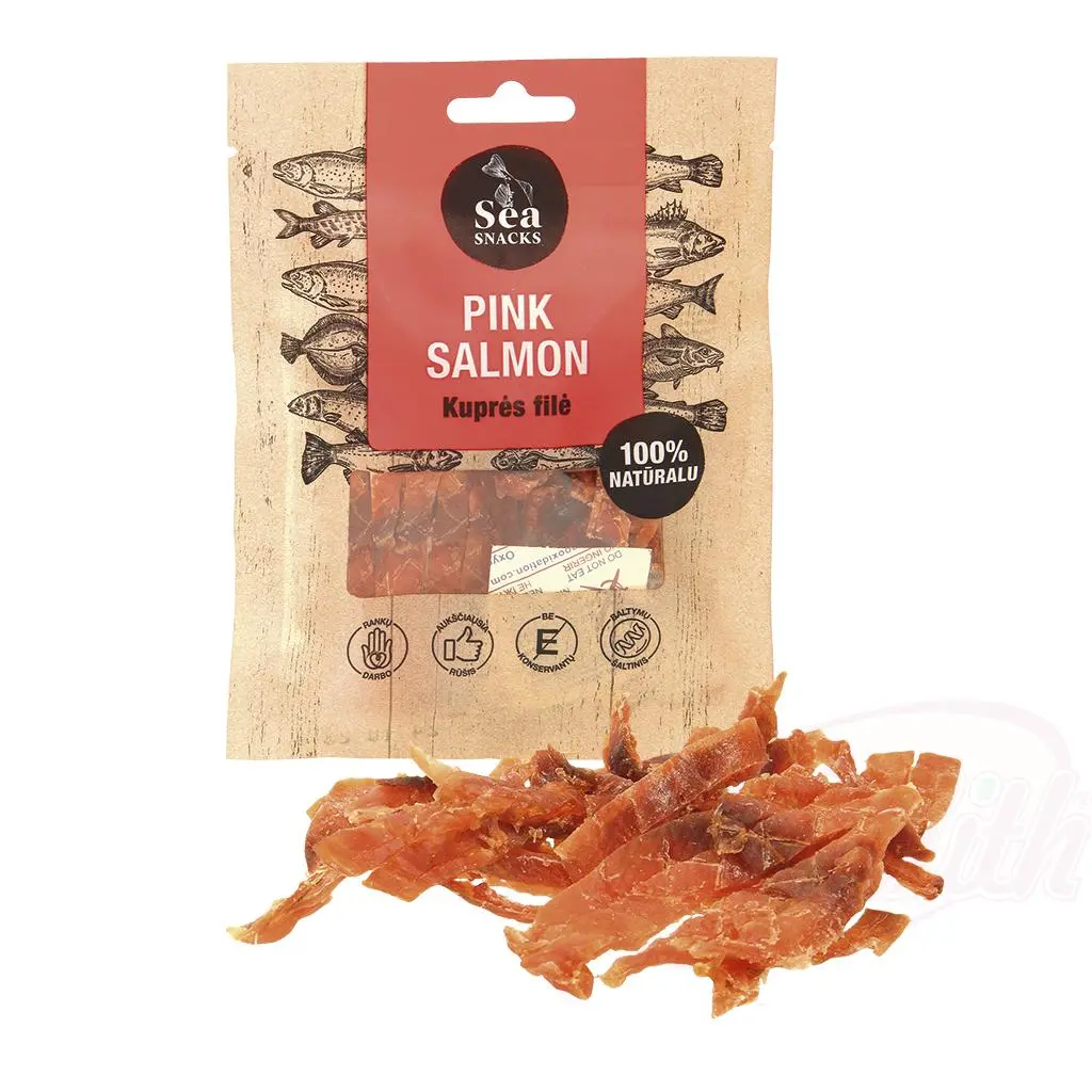 SEA SNACKS - Lamelles de saumon rose séché et salé 30g