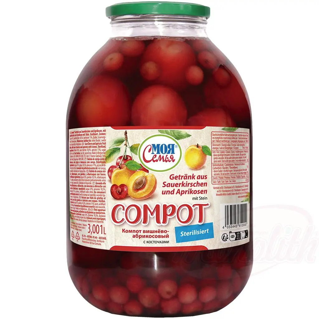[61200] MOJA SEMJA - Compote de cerises et d'abricots, avec noyaux 3,001l