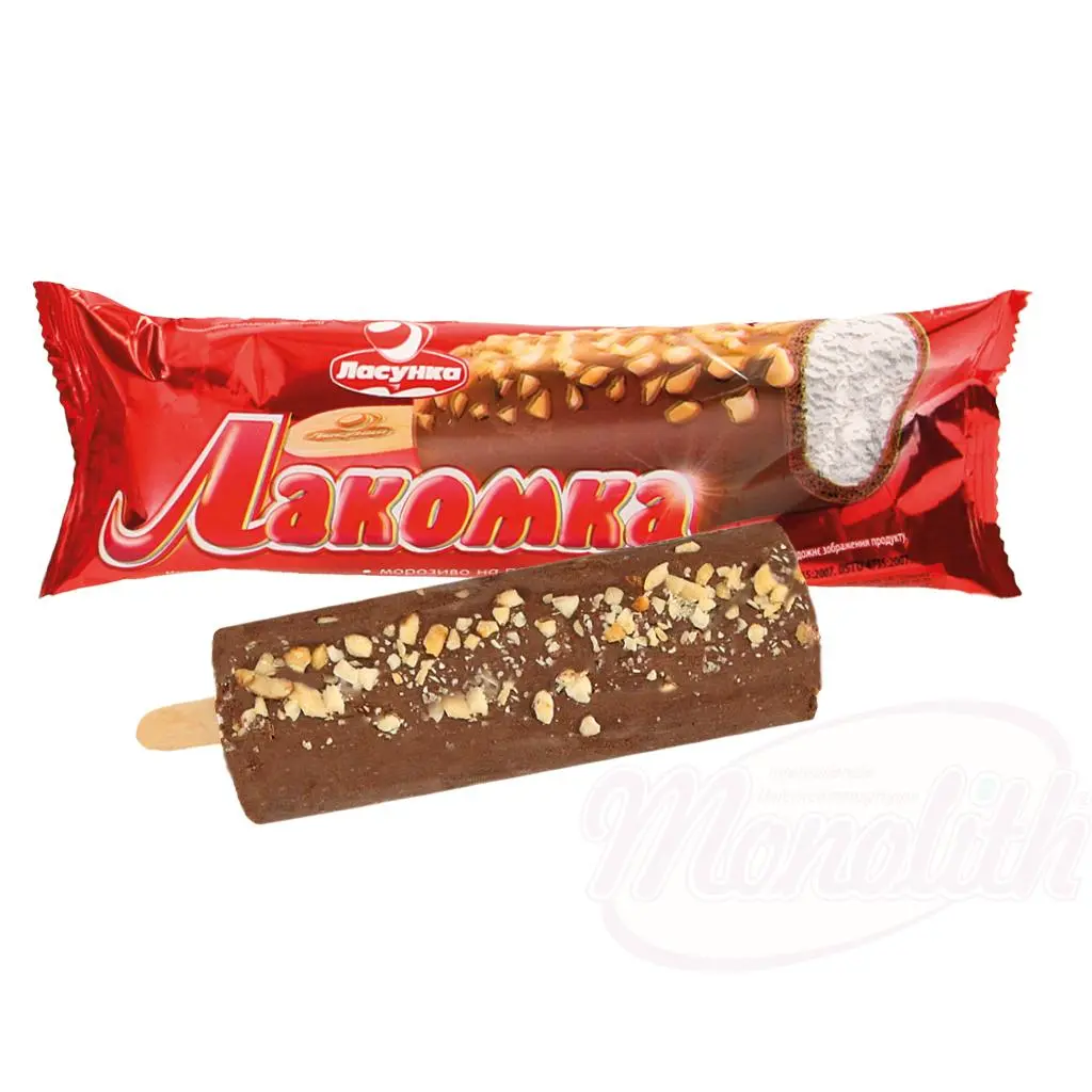 [4079] LASUNKA - Glace vanille enrobée d'un glaçage cau cacao et aux cacahuètes 120ml