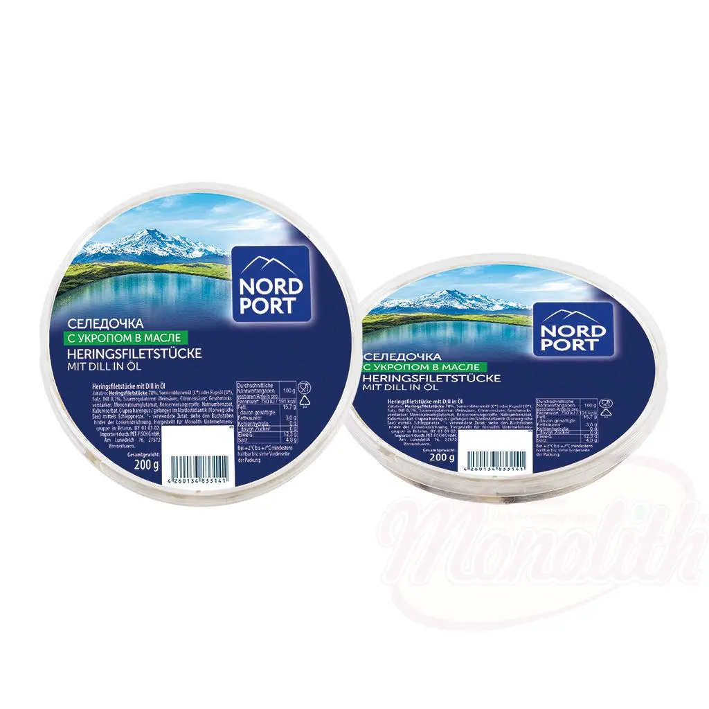 Morceaux de filet de hareng à l'aneth à l'huile