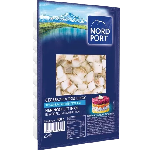 NORD PORT - Filet de hareng à l'huile, coupé en cubes 400g