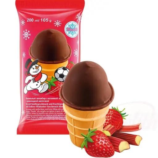 [4037] MONOLITH - Glace vanille fourrés à la fraise-rhubarbe, enrobée chocolat 105g