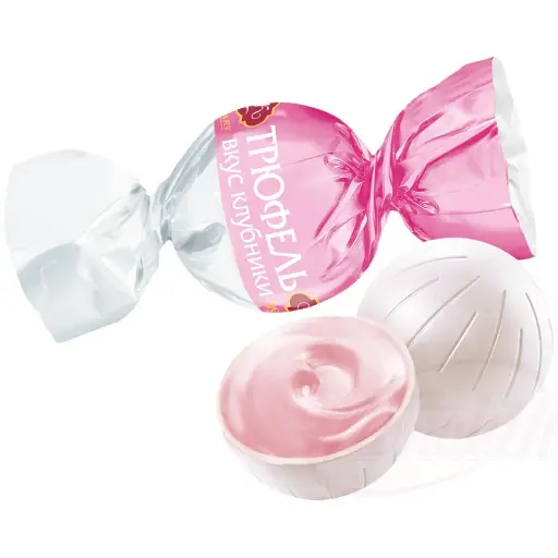 [91673] Confiserie " Truffle Strawberry Taste " au goût de fraise dans une glaçure grasse blanche (30 %)